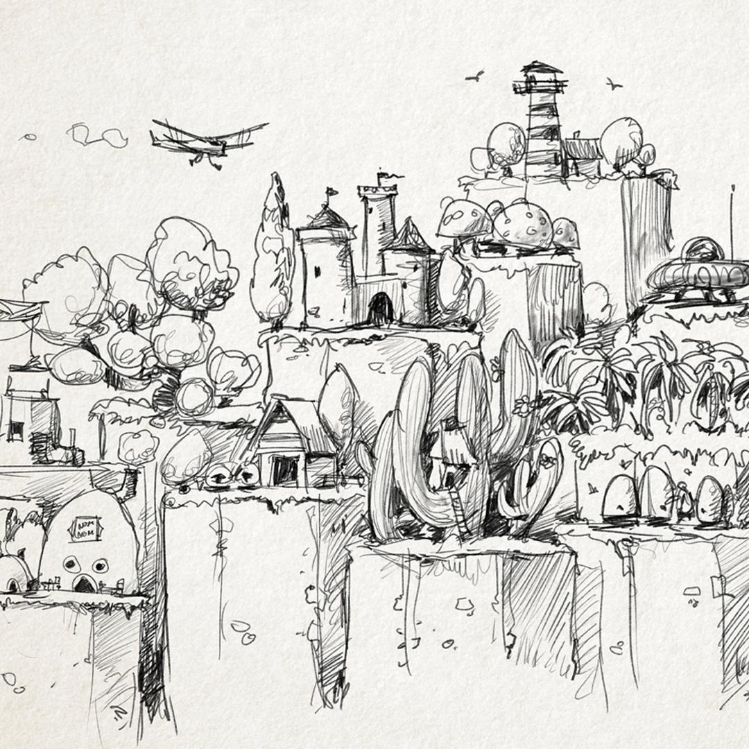 Early draft of Biomes key art